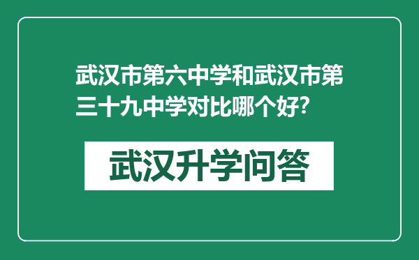 武汉市第六中学和武汉市第三十九中学对比哪个好？