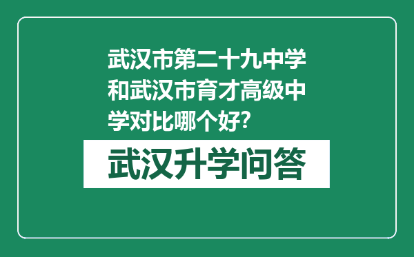 武汉市第二十九中学和武汉市育才高级中学对比哪个好？