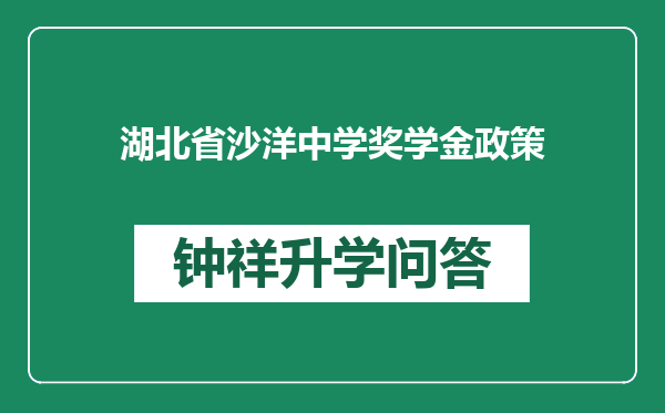 湖北省沙洋中学奖学金政策