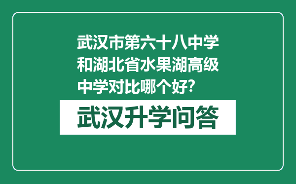 武汉市第六十八中学和湖北省水果湖高级中学对比哪个好？