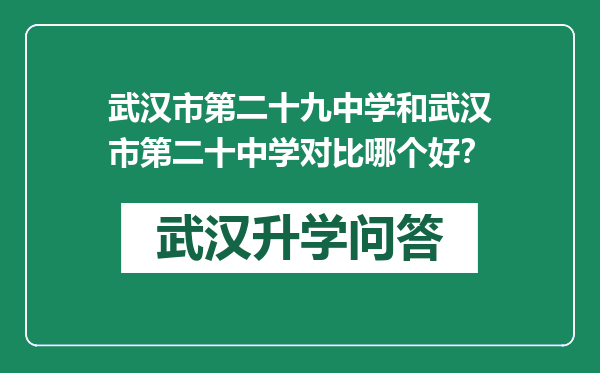 武汉市第二十九中学和武汉市第二十中学对比哪个好？