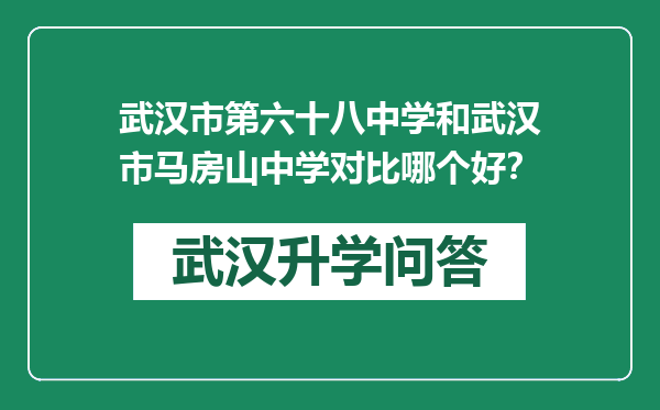 武汉市第六十八中学和武汉市马房山中学对比哪个好？