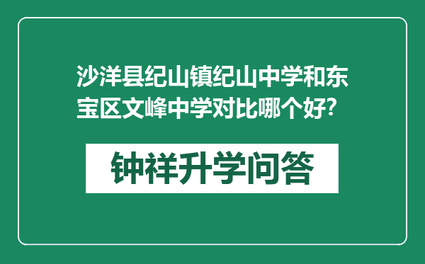 沙洋县纪山镇纪山中学和东宝区文峰中学对比哪个好？