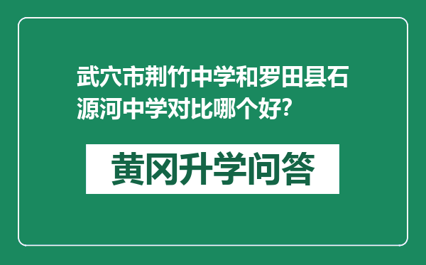 武穴市荆竹中学和罗田县石源河中学对比哪个好？