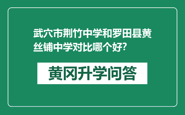 武穴市荆竹中学和罗田县黄丝铺中学对比哪个好？