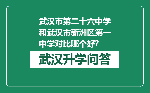 武汉市第二十六中学和武汉市新洲区第一中学对比哪个好？