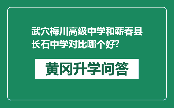 武穴梅川高级中学和蕲春县长石中学对比哪个好？