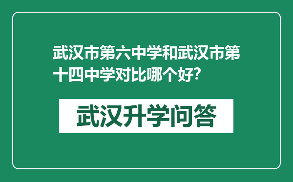 武汉市第六中学和武汉市第十四中学对比哪个好？