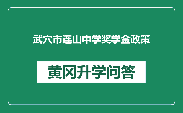 武穴市连山中学奖学金政策