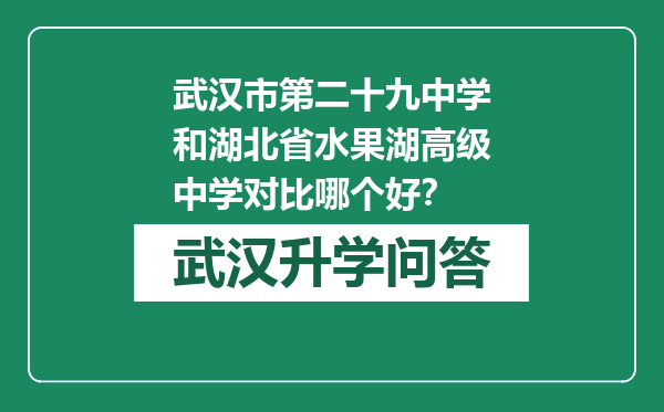 武汉市第二十九中学和湖北省水果湖高级中学对比哪个好？