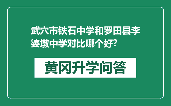 武穴市铁石中学和罗田县李婆墩中学对比哪个好？