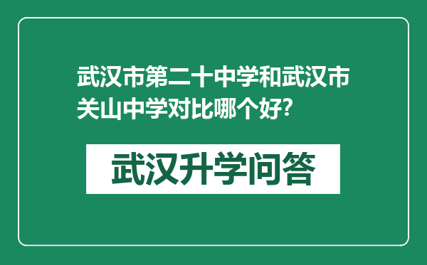 武汉市第二十中学和武汉市关山中学对比哪个好？