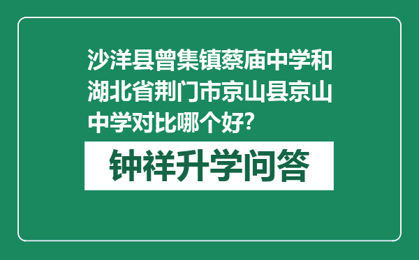沙洋县曾集镇蔡庙中学和湖北省荆门市京山县京山中学对比哪个好？