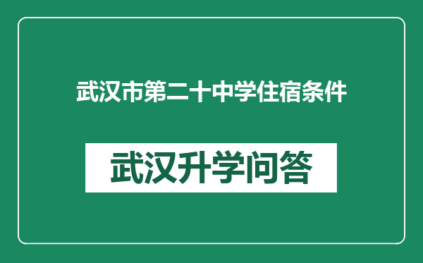 武汉市第二十中学住宿条件