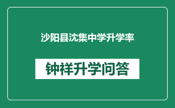 沙阳县沈集中学升学率