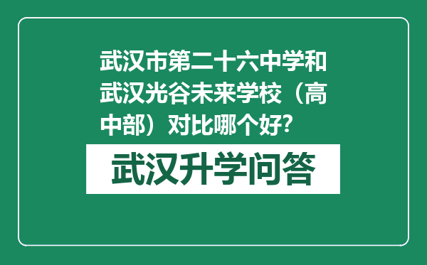 武汉市第二十六中学和武汉光谷未来学校（高中部）对比哪个好？