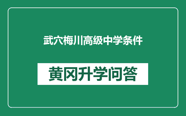 武穴梅川高级中学条件