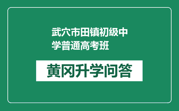 武穴市田镇初级中学普通高考班