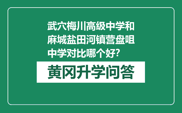 武穴梅川高级中学和麻城盐田河镇营盘咀中学对比哪个好？