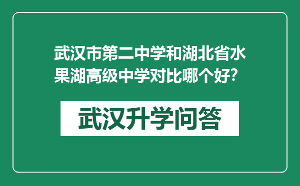武汉市第二中学和湖北省水果湖高级中学对比哪个好？