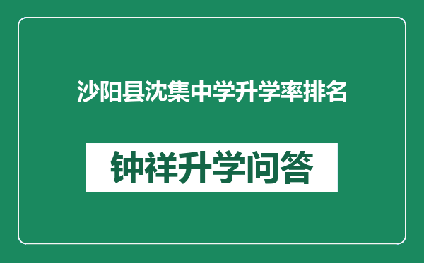 沙阳县沈集中学升学率排名
