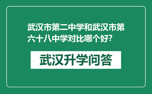 武汉市第二中学和武汉市第六十八中学对比哪个好？