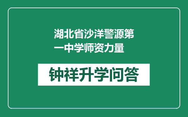 湖北省沙洋警源第一中学师资力量