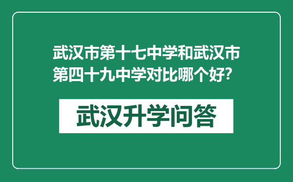 武汉市第十七中学和武汉市第四十九中学对比哪个好？