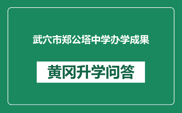 武穴市郑公塔中学办学成果