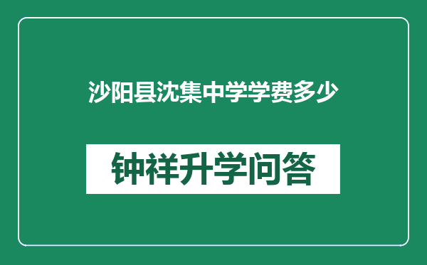 沙阳县沈集中学学费多少