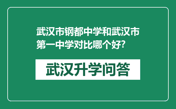武汉市钢都中学和武汉市第一中学对比哪个好？