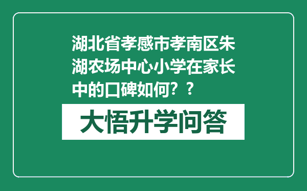 湖北省孝感市孝南区朱湖农场中心小学在家长中的口碑如何？?