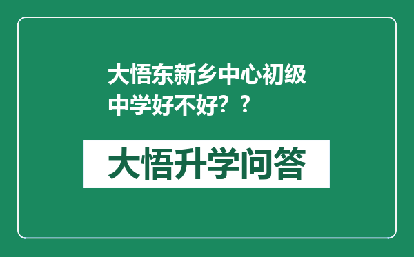 大悟东新乡中心初级中学好不好？?