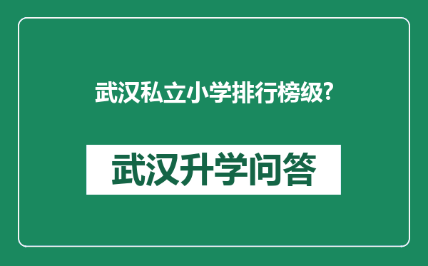 武汉私立小学排行榜级?