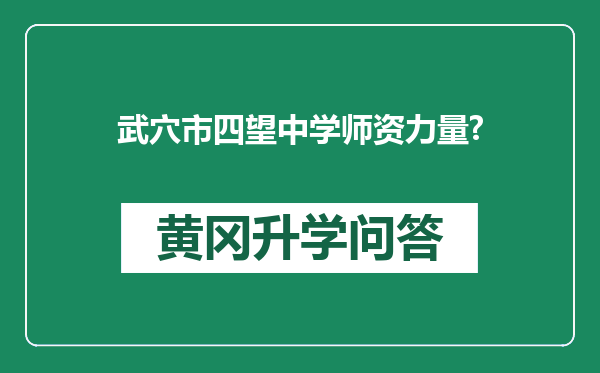 武穴市四望中学师资力量?