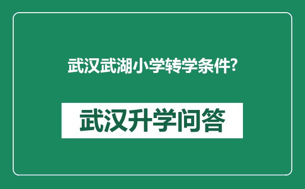 武汉武湖小学转学条件?