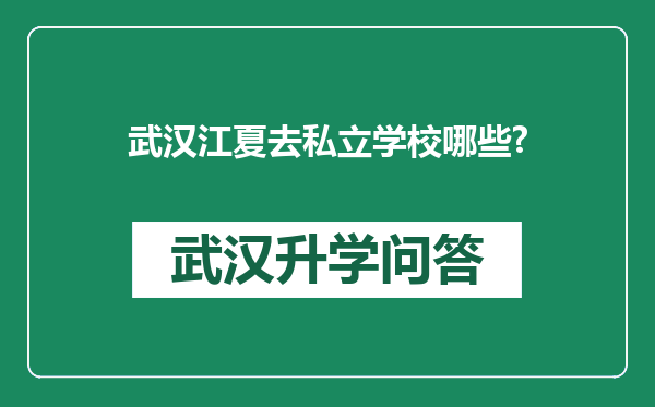 武汉江夏去私立学校哪些?