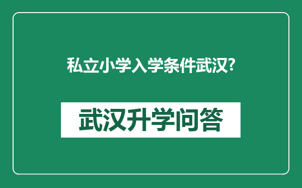 私立小学入学条件武汉?