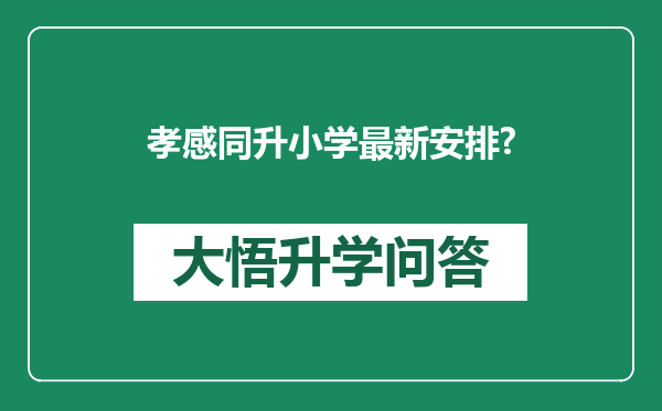 孝感同升小学最新安排?