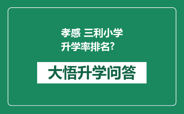 孝感 三利小学升学率排名?