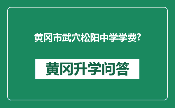 黄冈市武穴松阳中学学费?