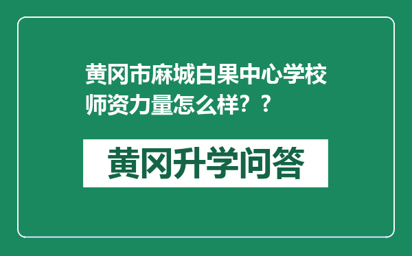 黄冈市麻城白果中心学校师资力量怎么样？?