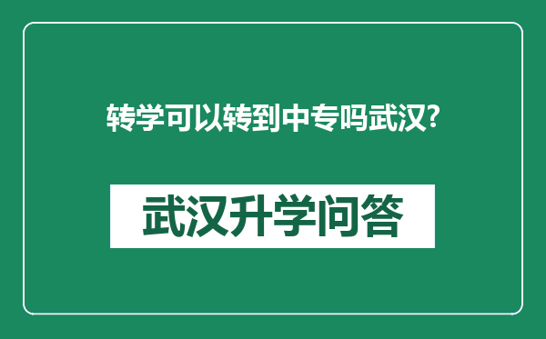 转学可以转到中专吗武汉?
