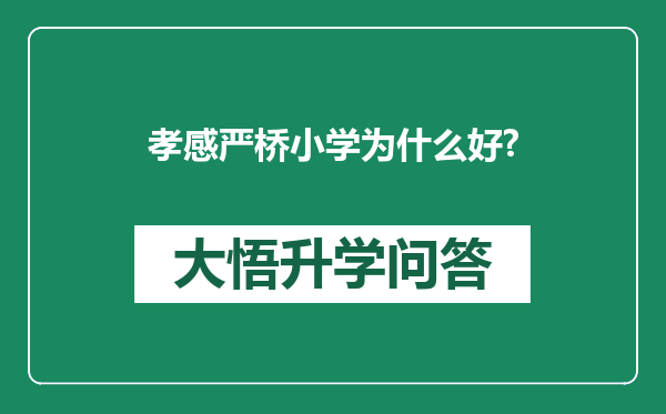 孝感严桥小学为什么好?