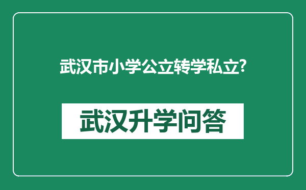 武汉市小学公立转学私立?