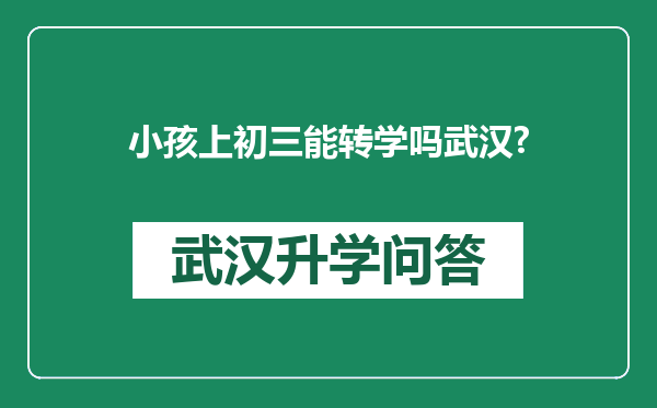 小孩上初三能转学吗武汉?