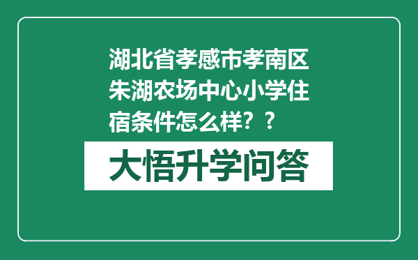 湖北省孝感市孝南区朱湖农场中心小学住宿条件怎么样？?