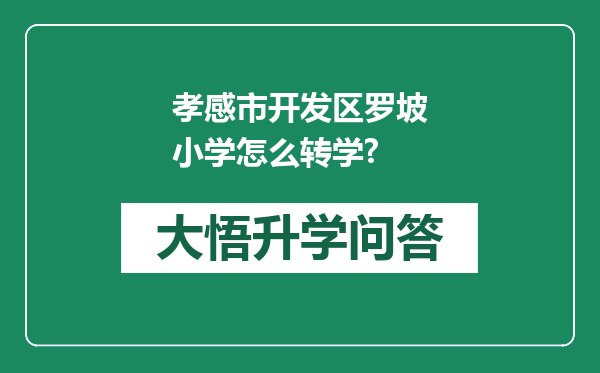 孝感市开发区罗坡小学怎么转学?
