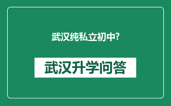 武汉纯私立初中?