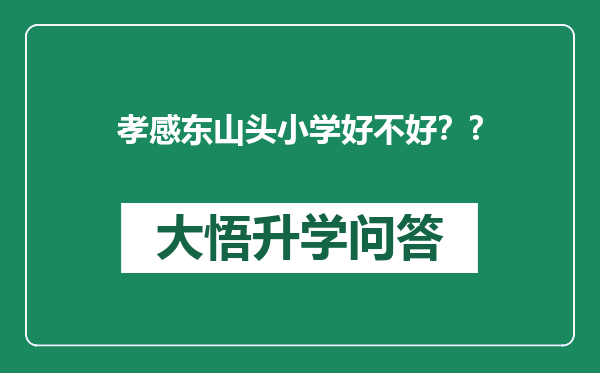 孝感东山头小学好不好？?